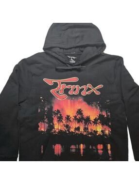 TRINX Graphic Hoodie Mens XL Black Flame City Streetwear Pullover USA